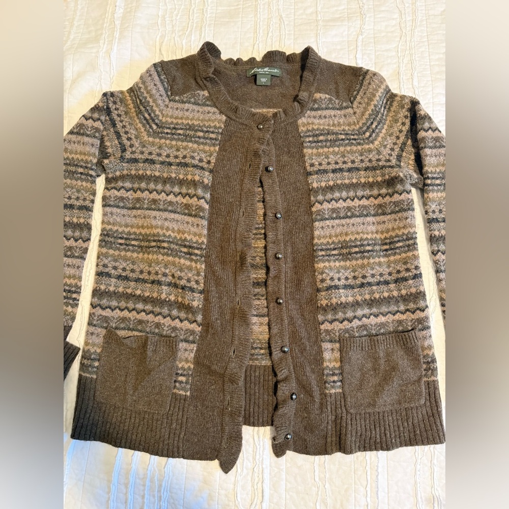 Eddie Bauer Wool Brown Cardigan